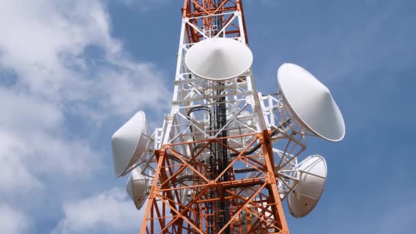 Satelitní Anténa Telekomunikační Systém Komunikace — Stock video