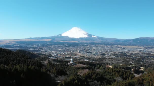 静岡県富士山と御殿場市の空中写真 乙女峠からの眺め — ストック動画