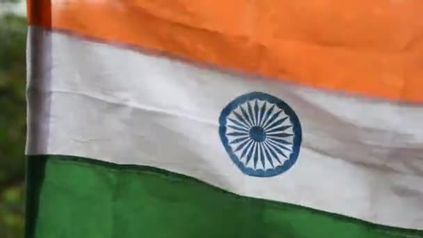 印度三色旗在雨中飘扬 — 图库视频影像