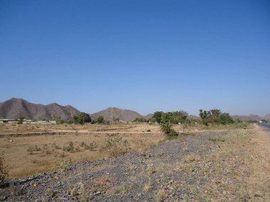 Kumbhalgarh yolunda çölün manzarası.