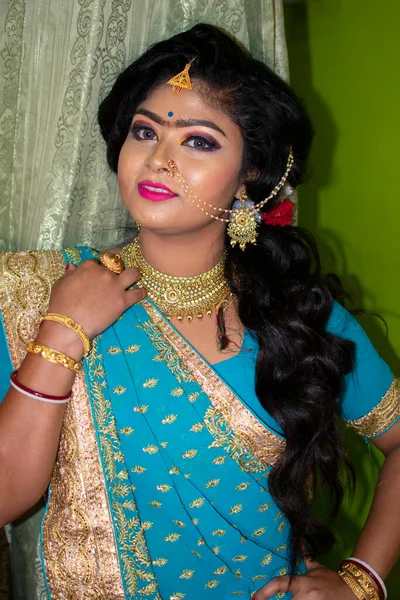 Ein Indisches Mädchen Mit Empfang Party Make — Stockfoto