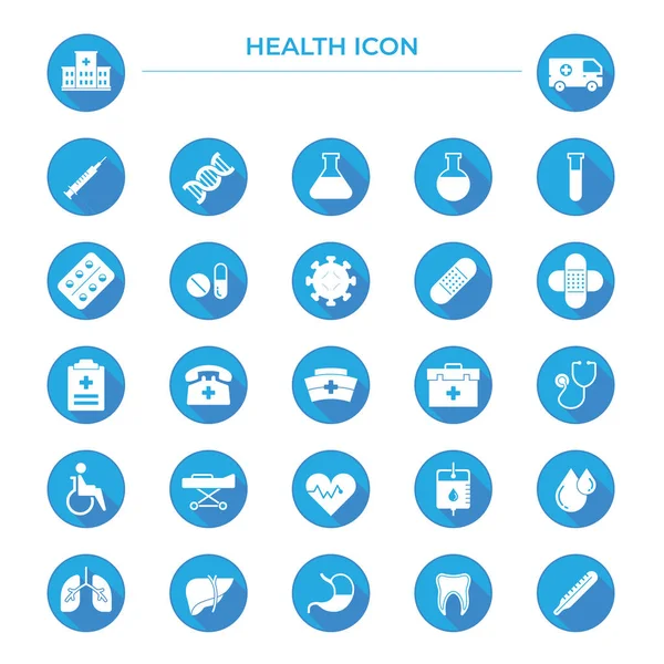 Health Medical Hospital Isolated Icon Set Sign Symbols Flat Linear — Stock Vector