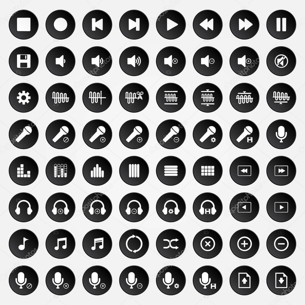 music media player button design, Media player control icon set for designers in the design of all kinds of works. Beautiful and modern icon which can be used in many purposes