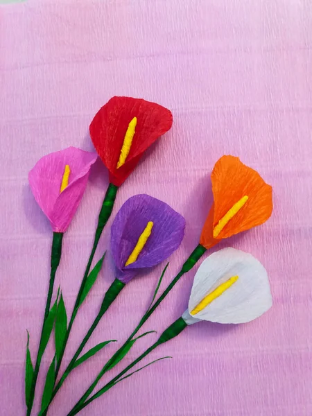 Πολύχρωμο Χειροποίητο Λουλούδι Από Χαρτί Origami Diy Floral Χάρτινη Τέχνη Εικόνα Αρχείου