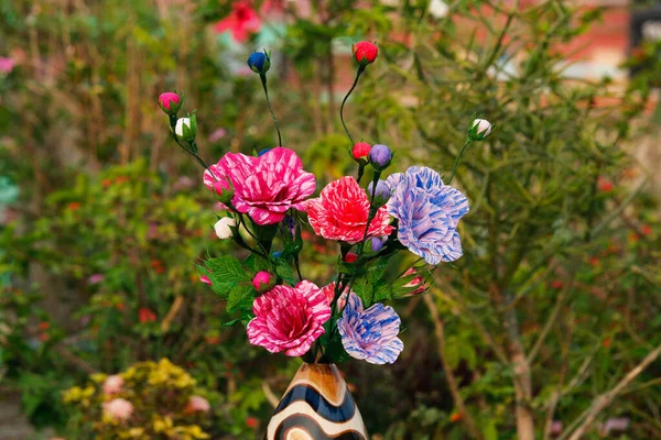 Kolorowe Origami Domowej Roboty Kwiaty Róży Diy Kwiat Papieru Rzemieślniczego — Zdjęcie stockowe