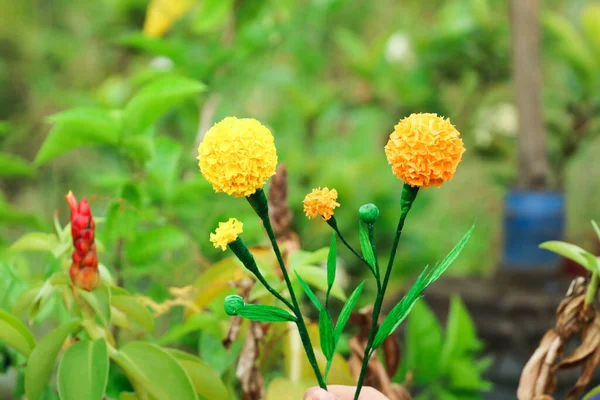 Bunte Hausgemachte Origami Papier Ringelblumen Diy Blumenpapier Handwerk Diy Home — Stockfoto