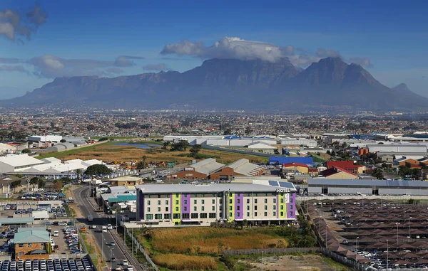 Cape Town, South Africa / South Africa - 06/06/2014: Aerial photo of Hotel Verde with Table Mountain in the background