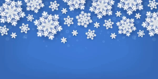 Χειμώνα Νέα Χρονιά Χριστουγεννιάτικο Φόντο Νιφάδες Χιονιού Μπλε Εορταστικά Εποχιακά — Διανυσματικό Αρχείο