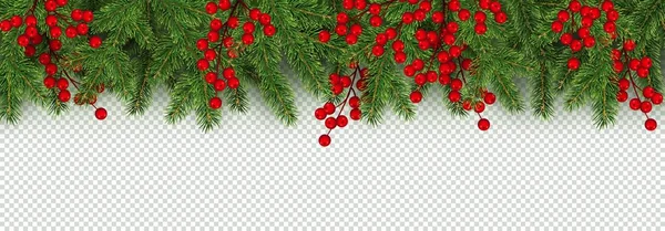 Weihnachten Und Neujahr Rand Der Realistischen Zweige Von Weihnachtsbaum Und — Stockvektor