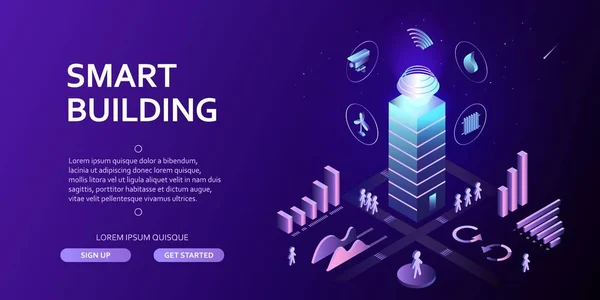 Mühendislik sistemleri, 3D akıllı bina Infographics izometrik kavramı otomasyon kontrol sistemi akıllı bina Emanet soyut yeni teknolojiler ile 3d şehir çevre