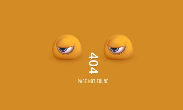 404 Page Found Humorous Concept Computer Error Funny Eyes Template — Stock Vector