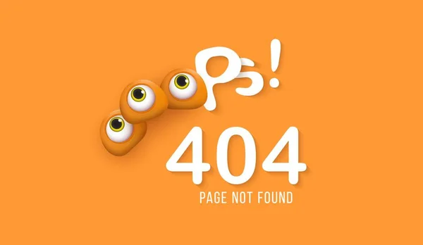 404 Page Found Humorous Concept Computer Error Funny Eyes Template — Stock Vector