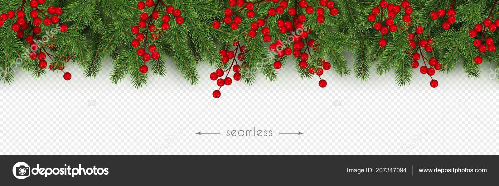 Christmas decoration holly berry branches isolated on white background, Stock vector