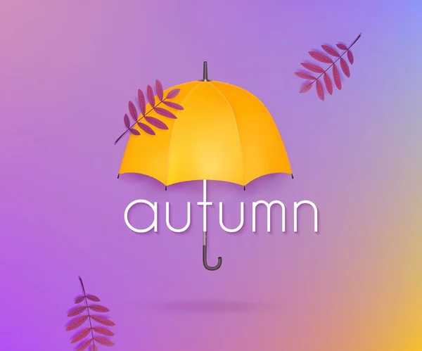 Otoño Paraguas Hojas Caídas Diseño Tendencias Composición Otoño Para Diseño — Vector de stock