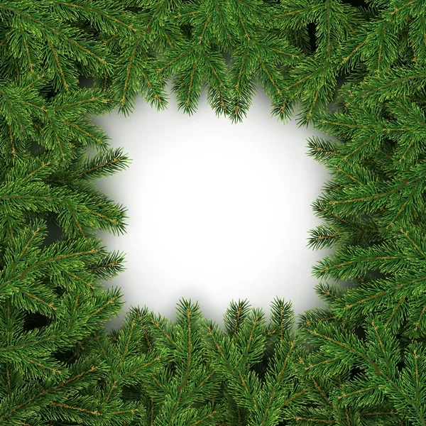 圣诞和新年圣诞树元素的现实分支框架在白色背景向量插图中隔离的节日设计 — 图库矢量图片