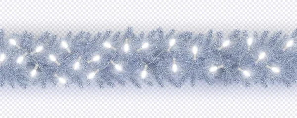 Navidad Año Nuevo Frontera Ramas Congeladas Del Árbol Navidad Estilo — Vector de stock