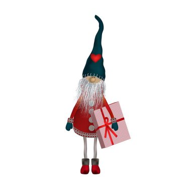 Christmas Elf with gifts, cookies and sweets. Scandinavian folk character - Nisser in Norway and Denmark, Tomtar in Sweden or Tonttu, Tomte in Finnish. Vector illustration isolated on white clipart