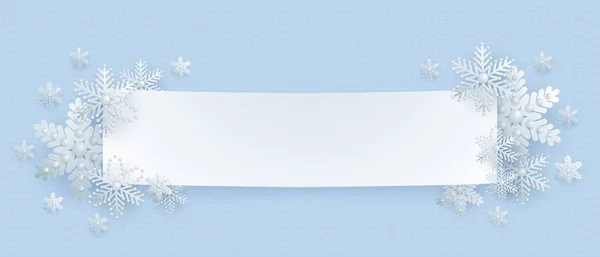 Bannière Hiver Noël Nouvel Cadre Polygonal Décoré Flocons Neige Décoratifs — Image vectorielle