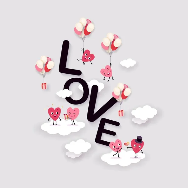 Amour Fond Coeur Pour Saint Valentin Mariage Fiançailles Texte Surround — Image vectorielle