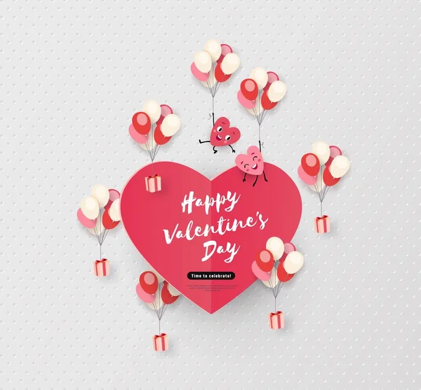 Joyeux Valentines Carte Jour Fond Vacances Avec Des Coeurs Animés — Image vectorielle