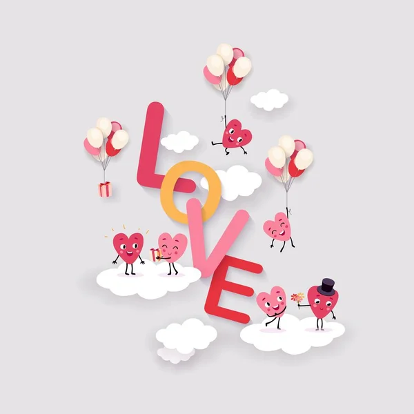 Láska Srdce Zázemí Pro Valentýn Svatby Zasnoubení Prostorový Text Legrační — Stockový vektor