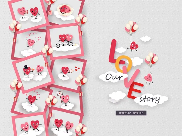 Love Story Fotopapír Vyjmout Animovaný Páry Milující Srdce Prudce Stoupá Royalty Free Stock Ilustrace