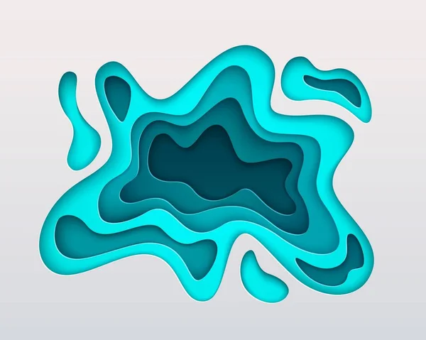 3D-papier snijden stijl, Turquoise vector samenstelling, gelaagd effect — Stockvector