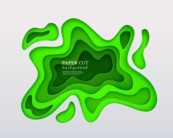 Carta 3d taglio stile sfondo Composizione vettoriale verde, effetto papercut stratificato — Vettoriale Stock