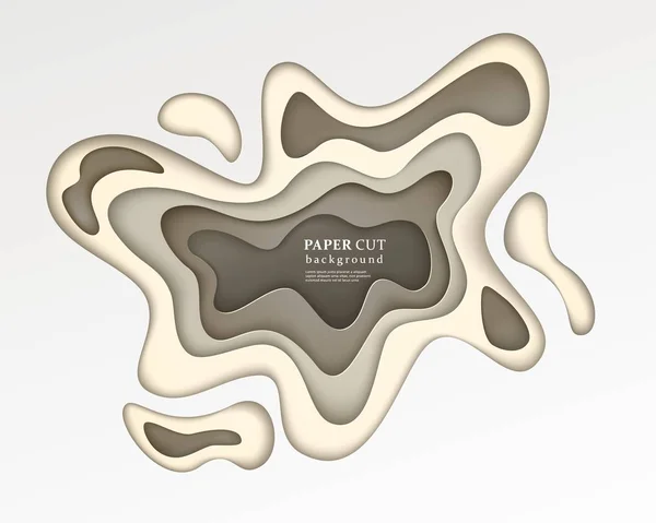 3D-papier snijden stijl Beige vector samenstelling, gelaagde papercut effect — Stockvector