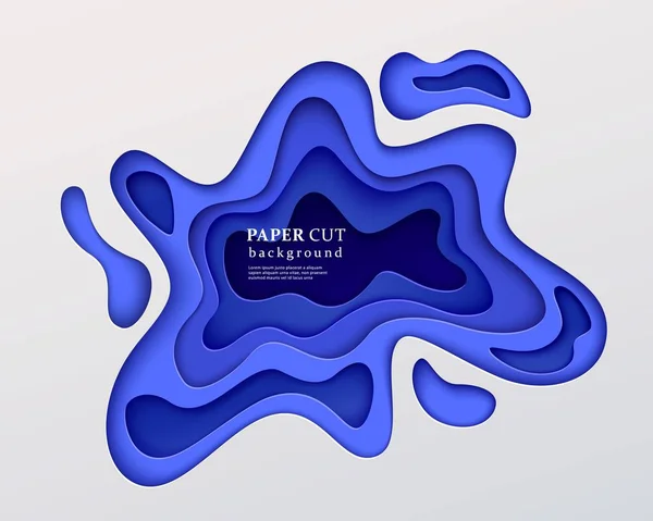 3d papel cortado estilo fondo, azul oscuro vector composición, corte en capas de papel — Vector de stock