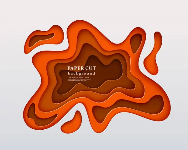 3D papír vyjmout styl pozadí oranžové vektorového složení, vrstvený efekt papercut — Stockový vektor