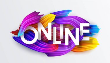 Yağ veya akrilik boya renkli fırça darbeleri arka planda Online