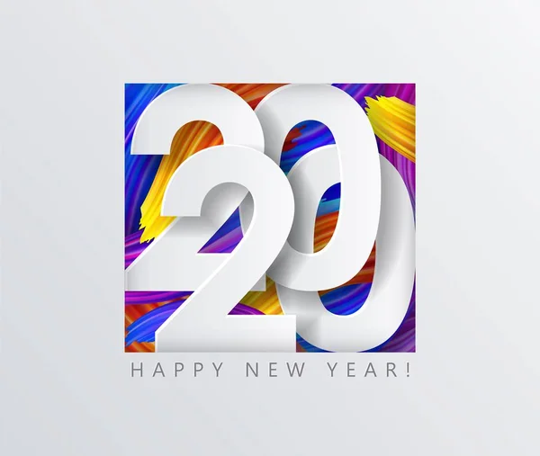 2020 New Year background of colorful brushstrokes of oil or acrylic paint — Stock Vector