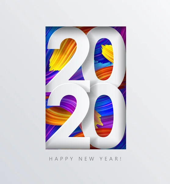 2020 nytt år bakgrund av färgglada penseldrag av olja eller akrylfärg — Stock vektor