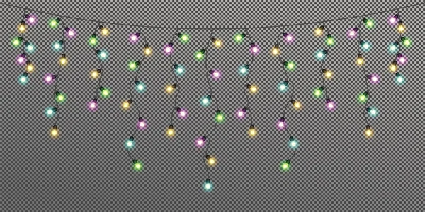 Guirlande de Noël et Nouvel An avec ampoules lumineuses colorées rétro — Image vectorielle