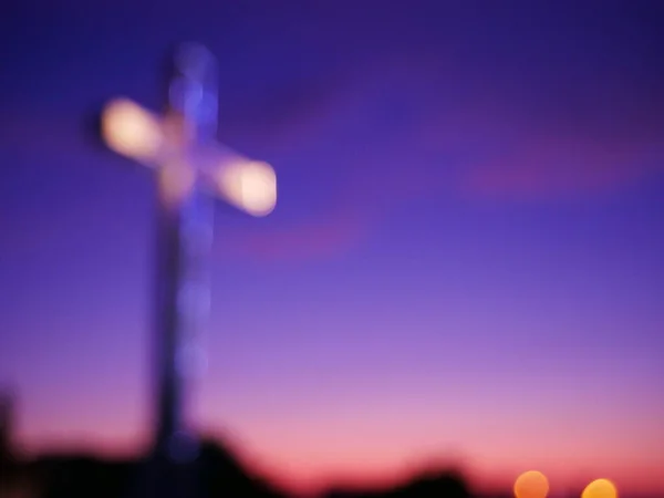 Cruz Religiosa Abstracta Con Una Puesta Sol Fondo — Foto de Stock