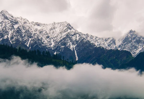 Forest Snow Capped Peaks Himalayan Mountains Clouds Manali Himachal Pradesh — Stock Photo, Image