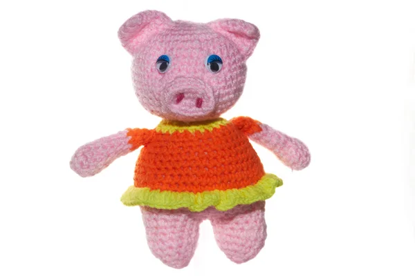 Örme el yapımı izole pembe domuz Noel için chinesse yeni yıl 2019 bir sembolüdür