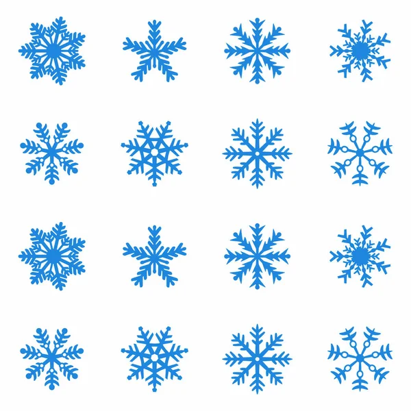 Snowflake Vetor Ícone Fundo Definir Cor Azul Inverno Branco Natal — Vetor de Stock