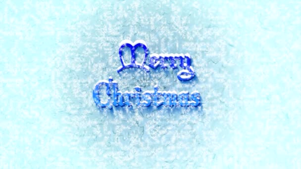 Merry Christmas Greeting Ice Text Snow Cap High Quality Freeze — Stock Video