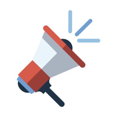 Düz tasarım vektör iş illüstrasyon kavramı dijital pazarlama megafon için Web sitesi ve promosyon afiş. Beyaz arka plan.