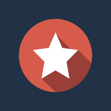 Beyaz kırmızı daire temiz vektör düz tasarımı izole, Star'da. Mavi arka plan.