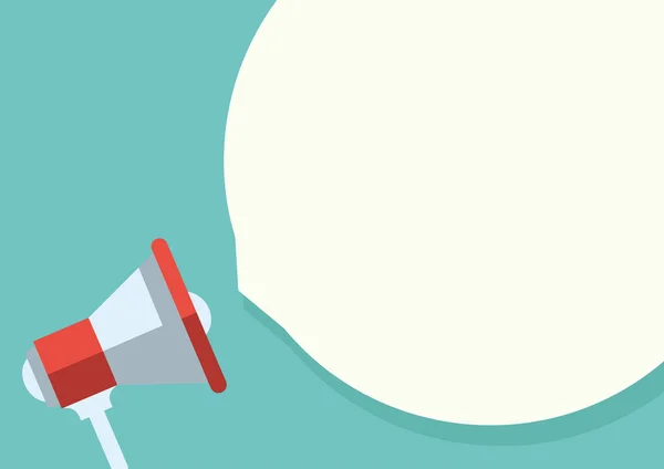 Düz tasarım vektör iş illüstrasyon kavramı kabarcık konuşma. Dijital pazarlama megafon için Web sitesi ve promosyon afiş. Turkuaz arka plan.