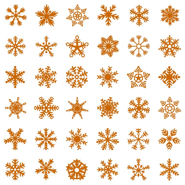 Copo Nieve Icono Vector Fondo Conjunto Color Dorado Invierno Blanco — Archivo Imágenes Vectoriales