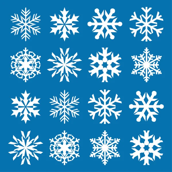 Śnieżynka Wektor Ikona Tło Kolor Niebieski Zima Biały Boże Narodzenie — Wektor stockowy