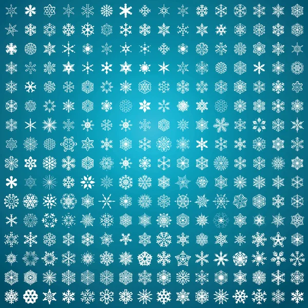 256 Graciösa Snöflingor Söt Christmas Snow Flake Crystal Element Vinterkollektion — Stock vektor