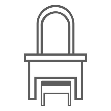 Ayna ve sandalye simgesi. basit anahat. Beyaz arka plan doğrusal simgeleri. Vektör çizim.