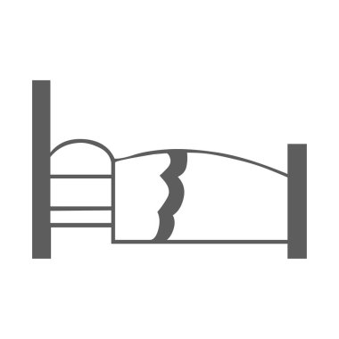 Yatak vektör illüstrasyon izole beyaz arka plan üzerinde. Yatak simgesi. Eski stil yatak simgesi. 