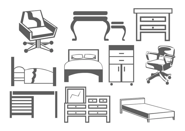 Conjunto Iconos Muebles Editables Puede Ser Utilizado Para Web Móvil — Vector de stock