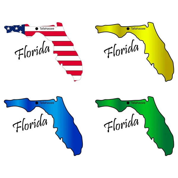 佛罗里达州地图上的一组图像 — 图库矢量图片